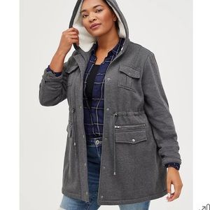 Hooded Jacket - Faux Shearling Lined Grey 🤍